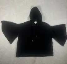black anthropologie poncho sweater hooded small  Bell Sleeves Soft Thick
