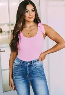 Pink Tie Strap Bodysuit