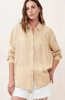 JENNI KAYNE | Boyfriend Shirt in Mustard Stripe | Size XXL