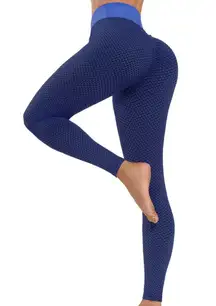 Scrunched Up Butt Lift Honeycomb Scrunchbutt Leggings Yoga Pants Anticellulite High Waisted TikTok L Blue Black