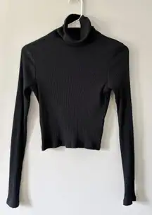 Topshop Black Long Sleeve Ribbed Turtleneck