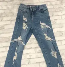 Cello high waisted ankle length destroyed jeans