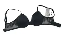 Natori Frame Black Bra Size 32D Style 723310 Contour Underwire Intricate Lace