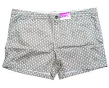 MERONA Shorts Plus Size 18 2X Gray White Print Chino Trouser NEW Preppy‎ Classic