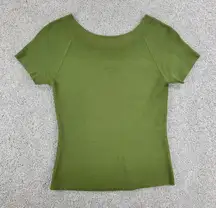 Joseph A Basic Shirt Womens S Green‎ Plain Stretch Fit Pullover Scoop Neck Layer