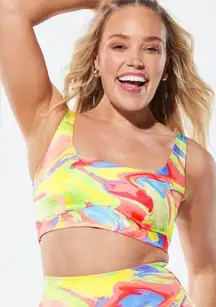 Yitty Lizzo Rainbow Pride Shaping Midi Bralette Sports Bra Sz‎ L