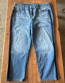 Chico's So Slimming Girlfriend Crop Jeans Blue Stretch Denim Slim Leg