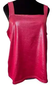 New Directions Red Glitz Glam Grunge Punk Metallic Glitter Cropped Tank Top