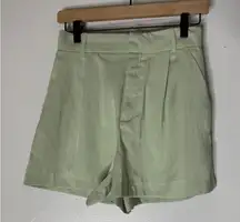 NWT Zara High‎ Waisted Trouser Pleated Shorts Sage Green Size S