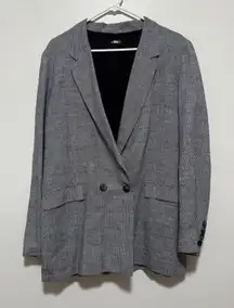 Reformation Houndstooth Linen Oversized One Button Blazer Size Large