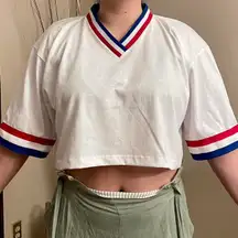 Urban Outfitters White Baseball Style Crop Tee