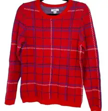 CROFT & BARROW RED PLAID FUN FESTIVE DESIGN SWEATER MEDIUM