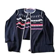 2 PC Per se Sweater Set L/XL Black/Color Block