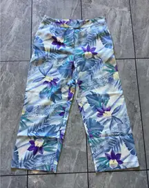 August Silk Women's Silk Floral Print Wide Leg Pants Size S