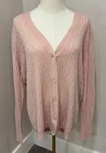 Saks Fifth Avenue 100% cashmere pink cardigan Medium