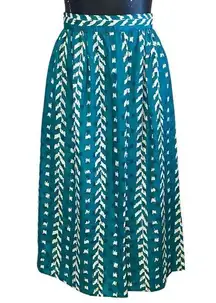 Jonathan Martin Vintage Teal Pleated Full Skirt