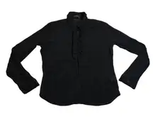 Vintage GUESS Ruffle Trim Button Up Shirt Size XL Semi Sheer Minimalist Y2K 90s