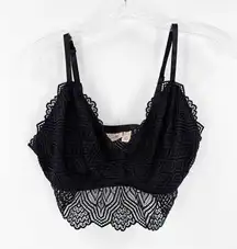 Willow & Root Black Lace Unpadded Pullover Bralette Women's Size Large