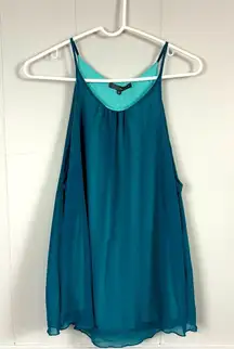 NWT Matty M Blue Teal Layered Swing Chiffon Flowy Summer Cami Size Medium