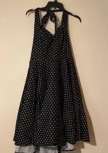 Retro 1950’s halter polka dot dress black white smocked large Lucy rockabilly