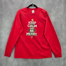 Red Keep Calm And Be Merry Christmas Holiday Tree Star Top Medium
