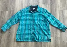 L.L. Bean Teal Plaid Fleece Lined Button-Up Jacket Women’s Shacket 1X