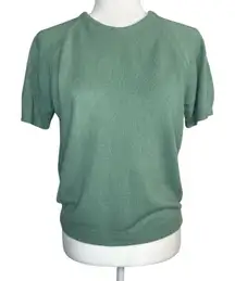 Lord & Taylor 100% Cashmere Pullover Sweater S Green Short Sleeve Soft Knit