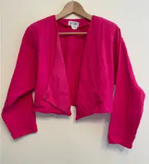 Vintage Xabia Cropped Jacket Women Size 9-10 Pink Magenta Retro Funky Cotton