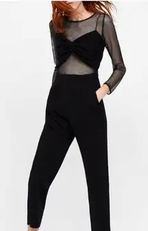 NWT ZARA Black Mesh Sparkly Trim Contrast Jumpsuit
Sheer Twist Front Size M