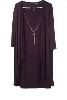 R & M Collec. Womens Size 18 Jacket Dress Set Necklace Plum Midi Party Formal