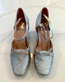 Samba Shoes Silver Sparkly professional dance shoes size 6-6.5