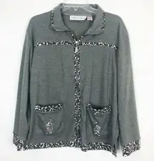 Needle & Threads Vintage Animal Print Full Zip Cardigan Size M