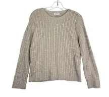 Christopher & Banks 100% Cotton Pullover Sweater Women's Size XL Beige Roundneck