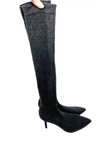 ZARA  Grey Knit Sock Heels Knee High OTK Boots Size 35 US 5