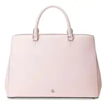 NWT Lauren Ralph Lauren Crosshatch Leather Large Hanna Satchel Pink Opal