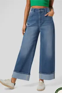 Halara Flex Mid Rise Multiple Pockets Barrel Leg Stretch Knit Casual Jeans Small