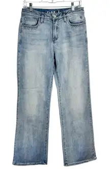 Florez Sophie Stud Jeans Women 28 Cool Blue Light Wash Straight Leg Minimal