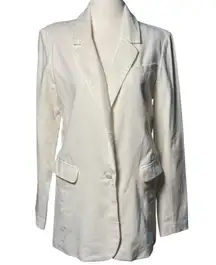 Abercrombie & Fitch White Cream Linen Long Sleeve Button Blazer Coat Jacket S