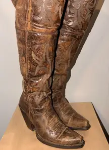 Dan Post Distressed Brown Embossed Boots