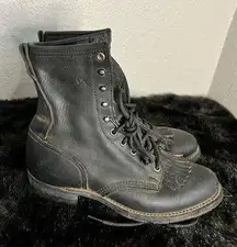 DD Tuff black leather packer granny boots 8