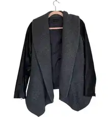 THEORY Laura Lamb Leather Wool Cashmere Coat Jacket Size XS Edgy Moto