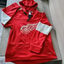 Reebok NHL Hockey Sweatshirt Unisex Lace CCM Detroit Red Wings Red Embroidered S