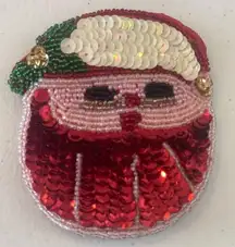 Vintage beaded sequin Christmas Santa coin purse zippered holiday purse