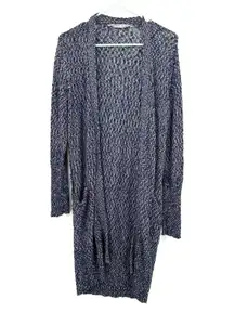 Athleta Size XS Cardigan Black‎ & White Long Sleeve Duster Sweater Loose Knit