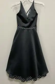 Jessica McClintock Gunne Sax Black Vintage Gown Party Dress Sz 1 Satin