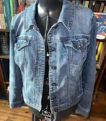 Style & Co denim distressed elevated basics minimalist L jacket