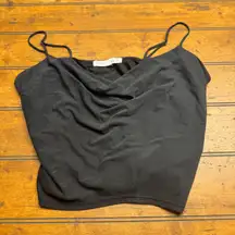 lola grace black cowl neck spaghetti strap crop cami top women's size M