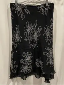 Y2K flowy whimsigoth black floral midi ruffle skirt goth glamour