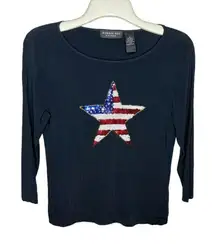 Vintage Robbie Bee‎ Patriotic Sequin Star Sweater