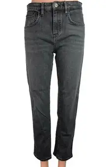 Massimo Dutti Black Washed High Rise Denim Stretch Straight Leg Jeans Size 6